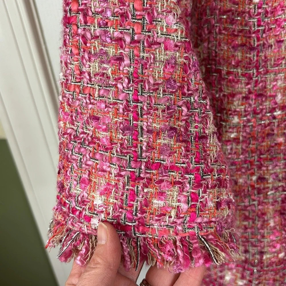 NWT Dennis Basso pink tweed button down jacket sz 24W - Picture 5 of 9